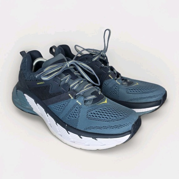 HOKA ONE ONE GAVIOTA2 MEN SZ 9 RUNINGBlue Yellow Colorway Stability Trainer